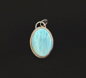 Blue Amazonite Stone Pendant in Sterling Silver #416
