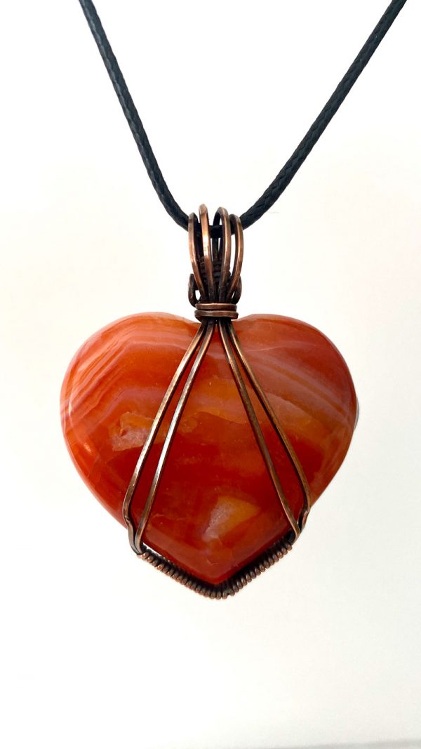 Heart-Shaped Agate Stone Pendant  #60