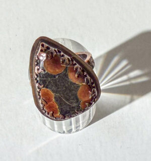 Peanut Obsidian Stone Ring in Copper #355
