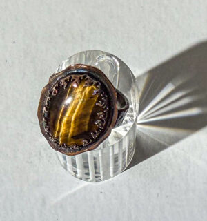 Tiger's Eye Stone Ring in Copper #358