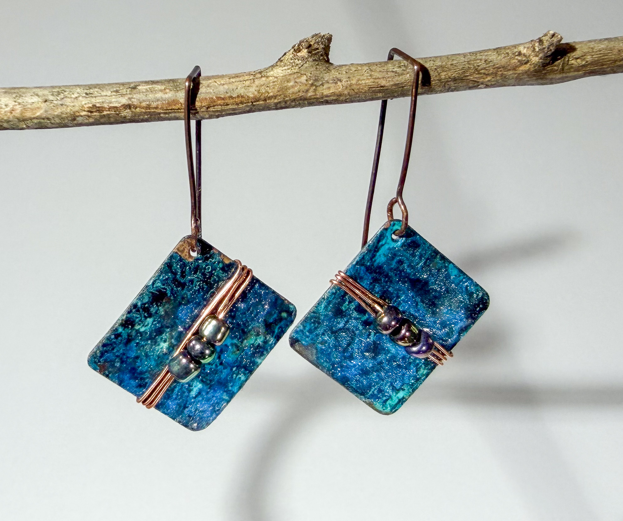 Copper Patina'd Earrings #390