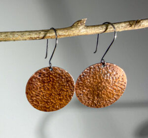 Copper Textured Earrings- Round  #227