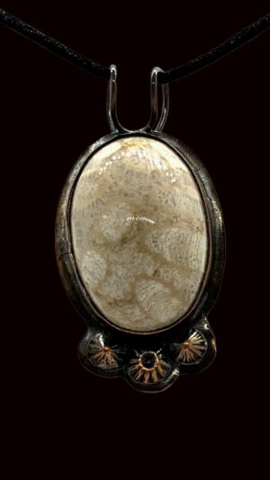 #398 Coral Fossil Stone Pendant