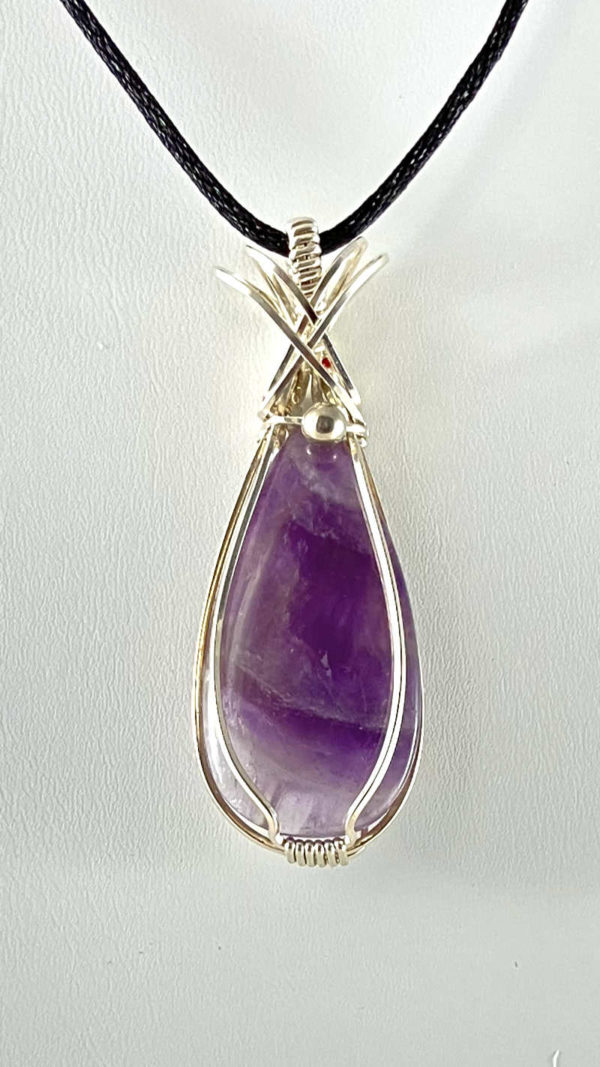 Amethyst Stone Wrapped in Silver-Filled Wire #432