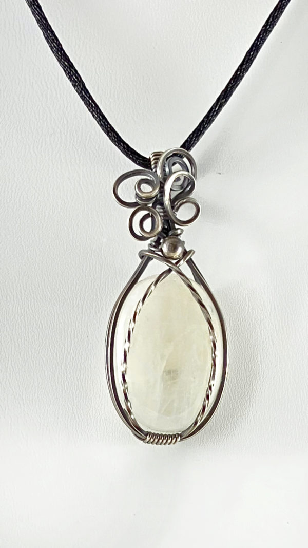 Moonstone Wrapped in Silver-Filled Wire #428